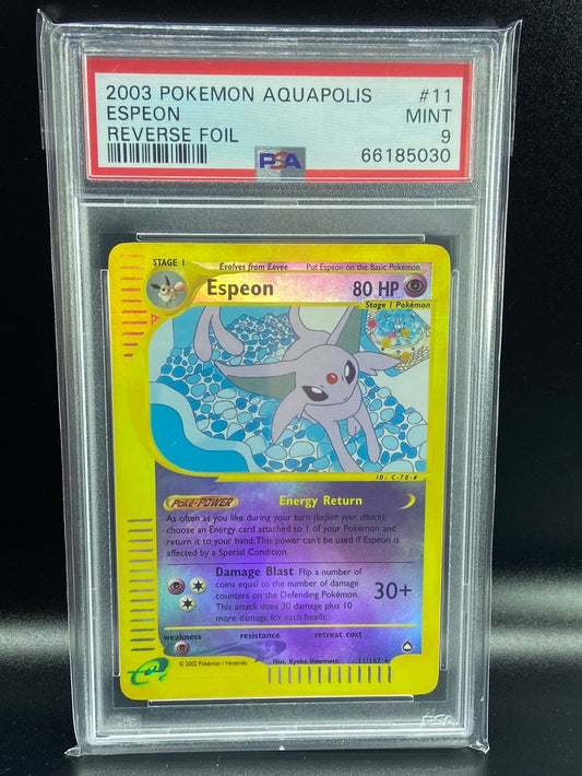 Espeon Aquapolis 11/147 Reverse Holo PSA 9