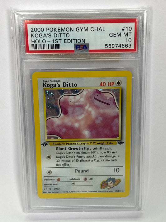 Koga's Ditto Gym Challenge 1st Edition Holo 10/132 PSA 10