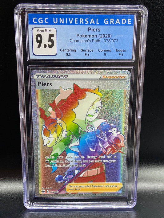 Piers Full Art Rainbow Secret Champions Path 078/073 subgrades CGC 9.5