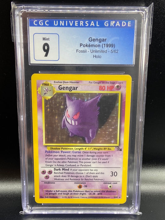 Gengar Fossil Holo Unlimited 5/62 CGC 9