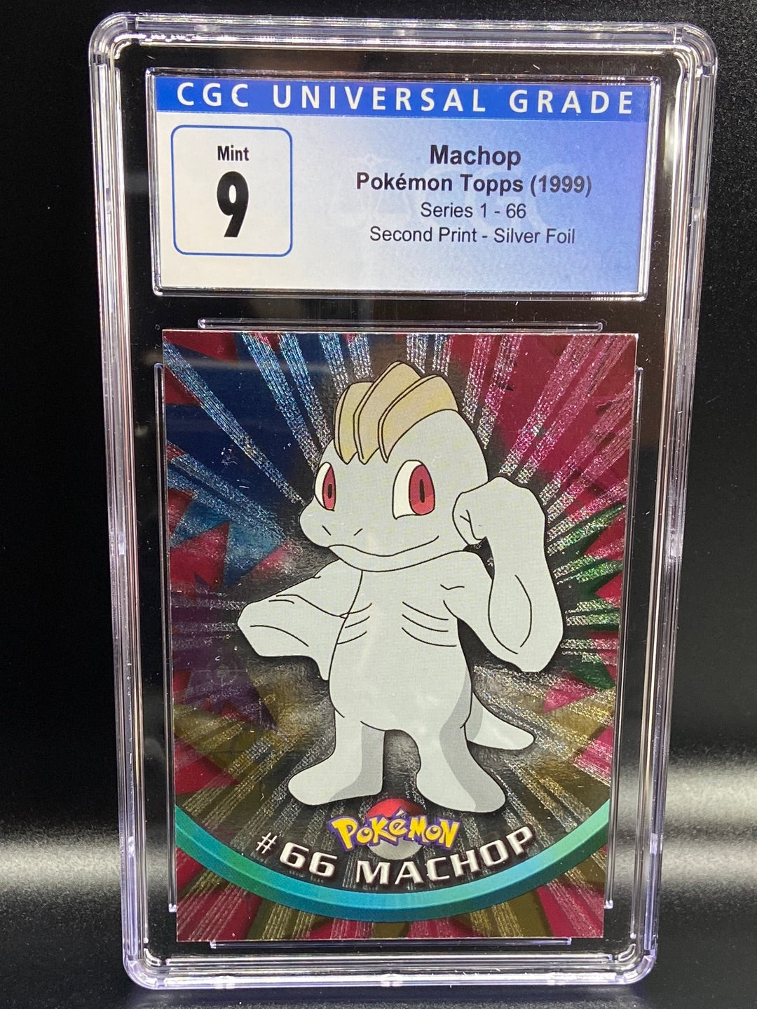 Machop Topps Series 1 Second Print Silver Foil Holo #66 CGC 9