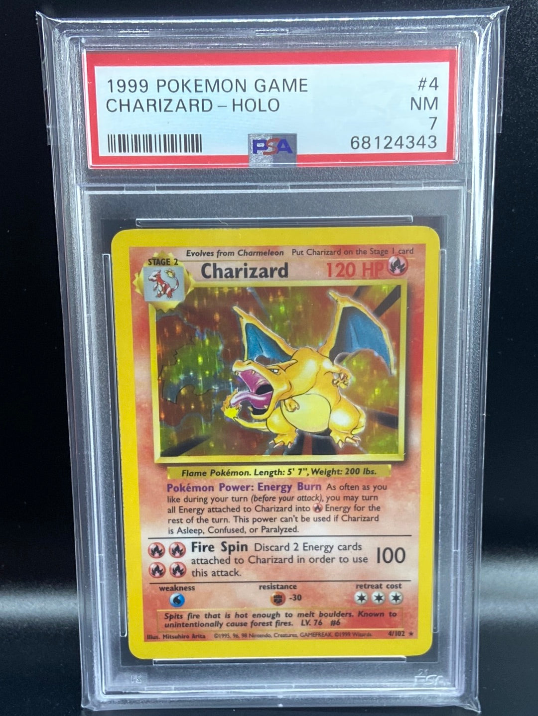 Charizard Base Set Holo Unlimited 4/102 PSA 7