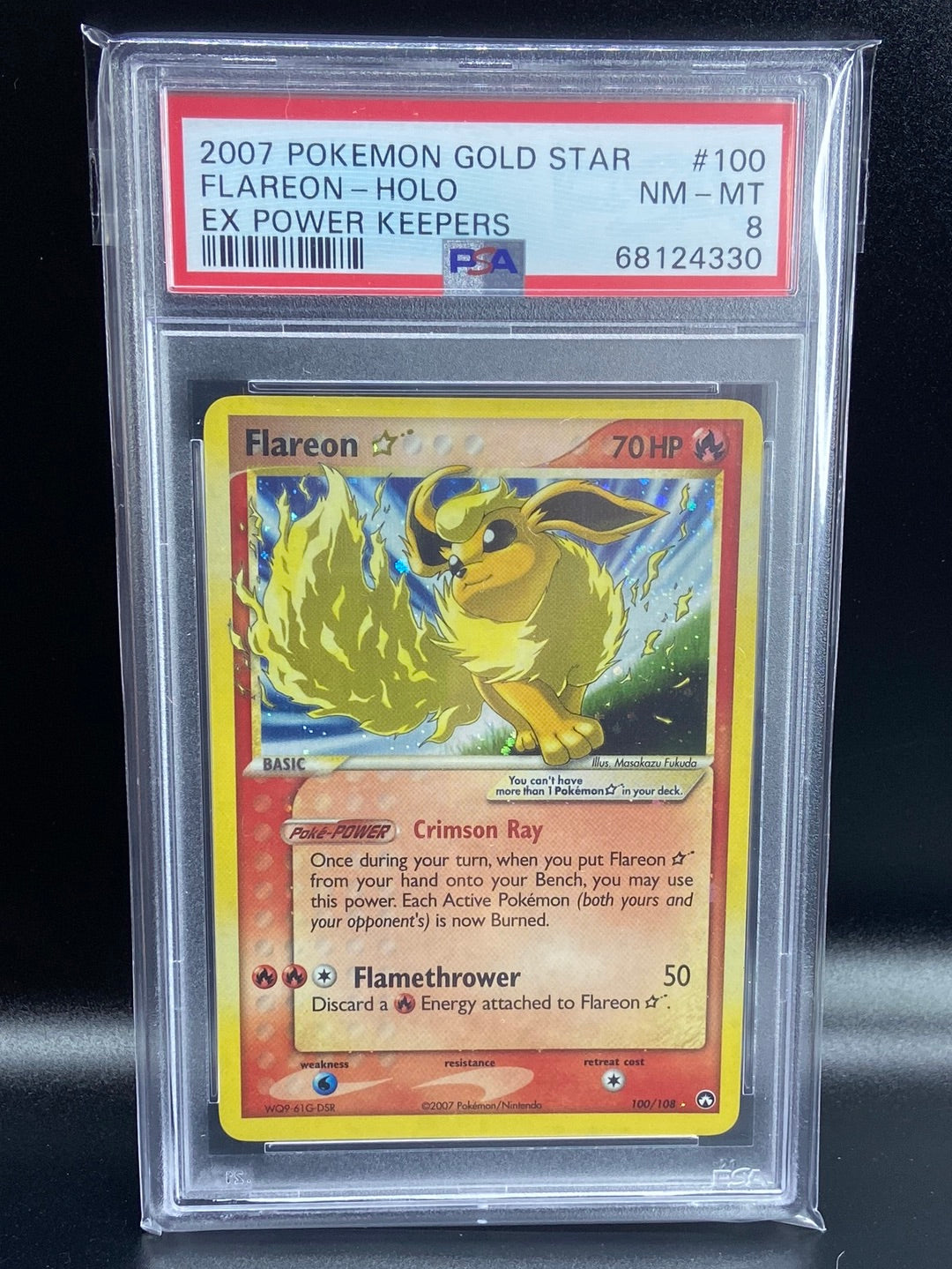 Flareon Gold Star Power Keepers 100/108 PSA 8