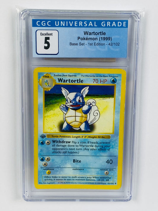 Wartortle Base Set 1st Edition 42/102 CGC 5