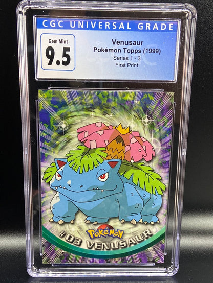 Venusaur Topps Series 1 First Print #3 CGC 9.5 TBC Games Venusaur Topps Series 1 First Print #3 CGC 9.5 TBC Games