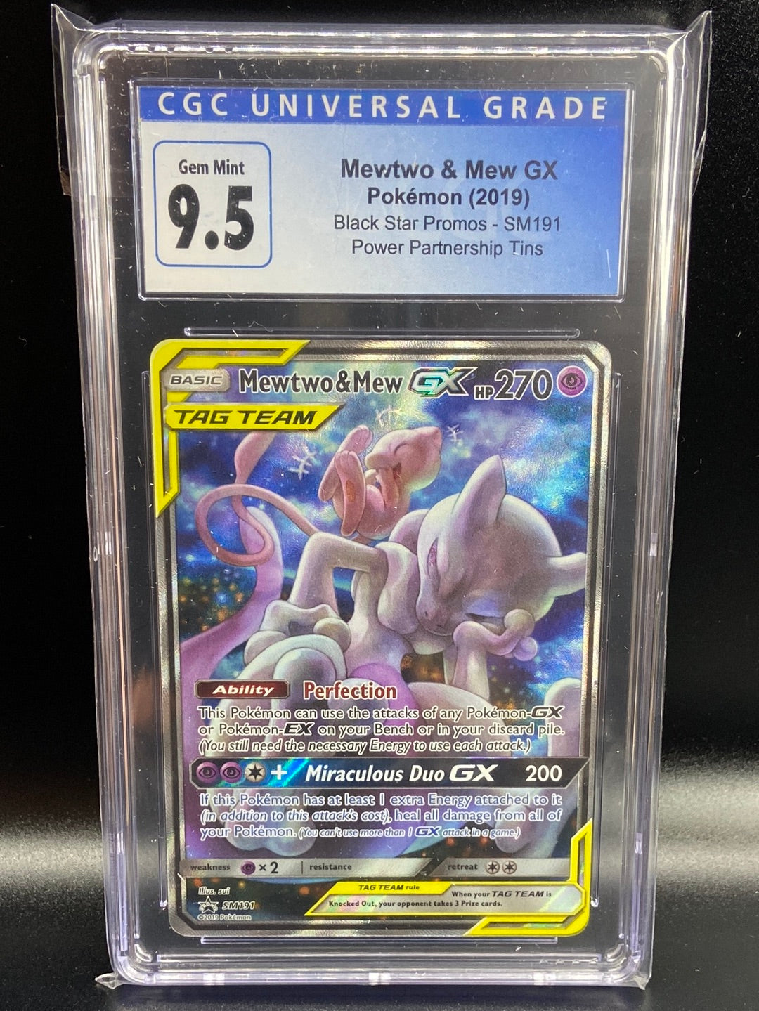 Mewtwo & Mew GX Tag Team Black Star Promos SM191 CGC 9.5