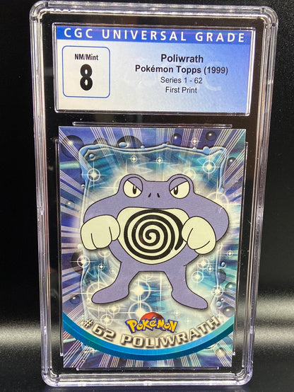 Poliwrath Topps Series 1 First Print #62 CGC 8