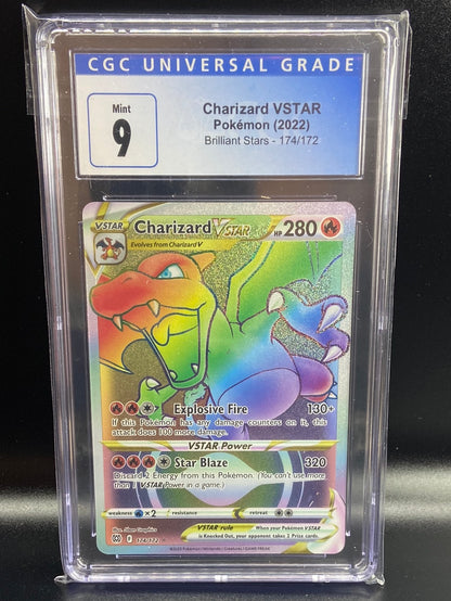 Charizard VSTAR Brilliant Stars Rainbow Secret 174/172 CGC 9