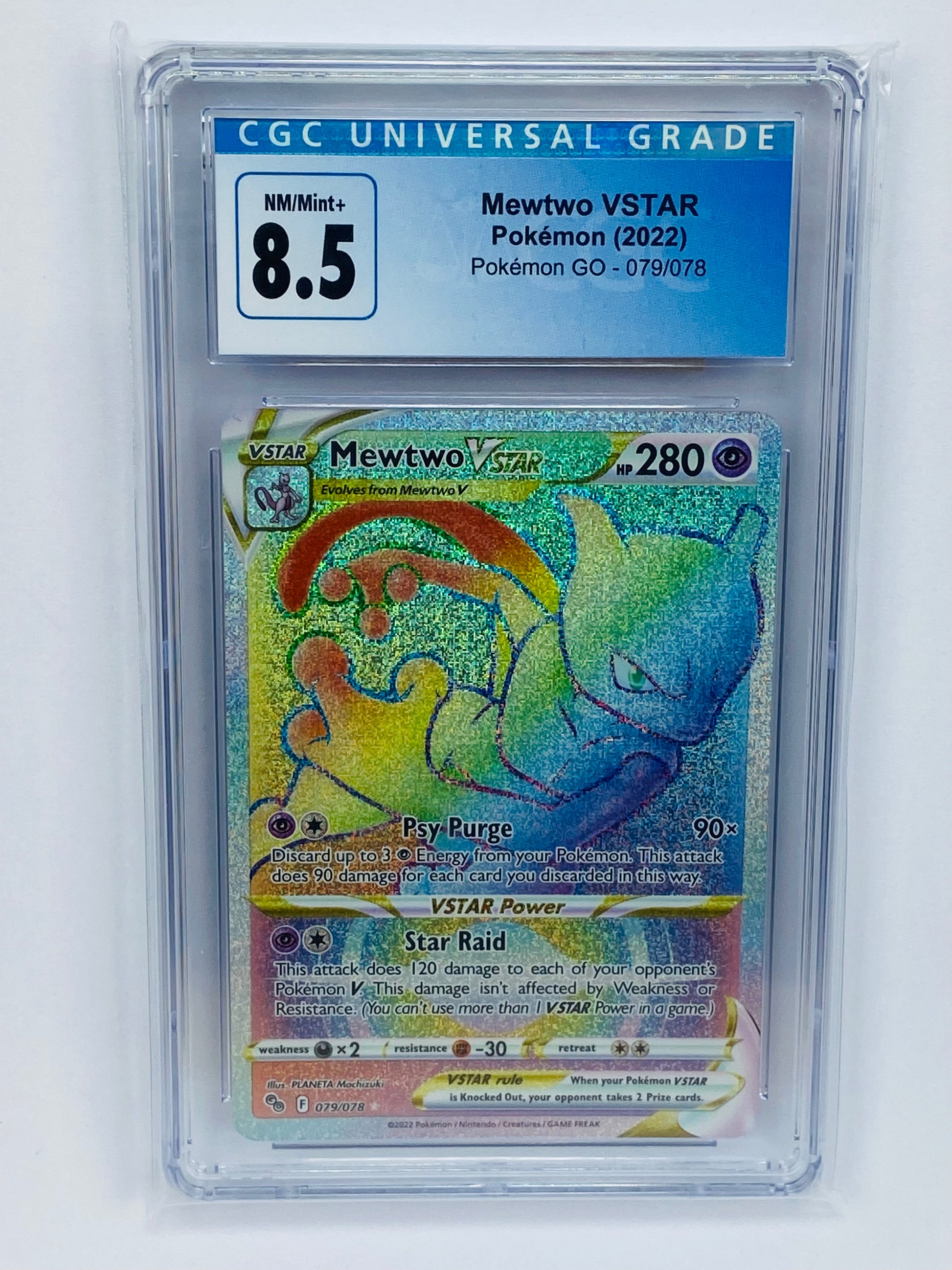 Mewtwo VSTAR Pokemon GO Rainbow 079/078 CGC 8.5 TBC Games Mewtwo VSTAR Pokemon GO Rainbow 079/078 CGC 8.5 TBC Games