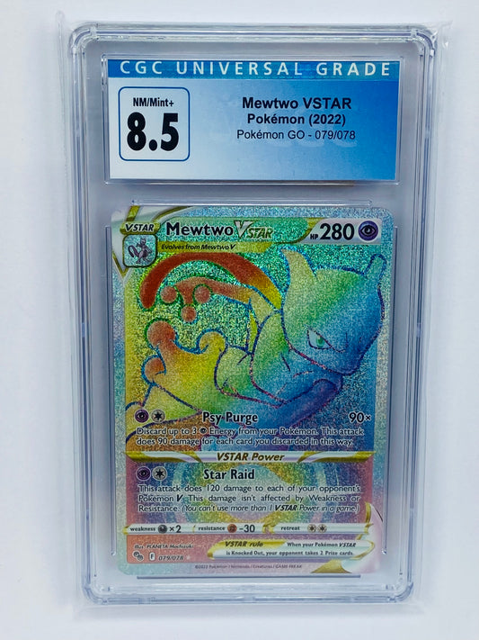 Mewtwo VSTAR Pokemon GO Rainbow 079/078 CGC 8.5