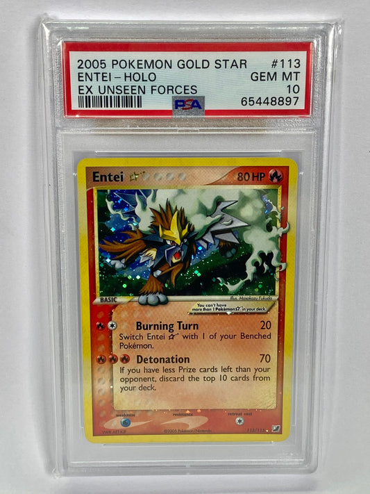 Entei Gold Star Unseen Forces 113/115 PSA 10