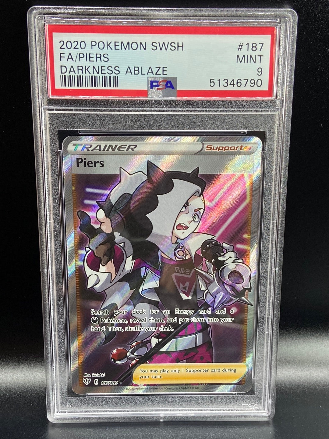 Piers Full Art  Darkness Ablaze 187/189 PSA 9