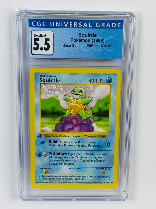 Squirtle Base Set 1st Edition 63/102 CGC 5.5