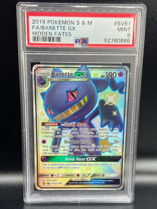Banette GX Hidden Fates Shiny SV61 PSA 9