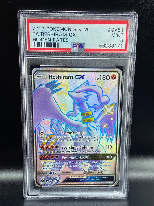 Reshiram GX Hidden Fates SV51 PSA 9